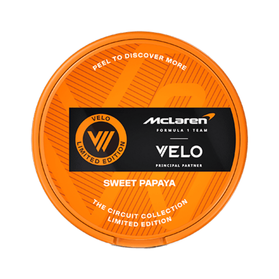Can of VELO Mclaren Sweet Papaya Limited Edition - Nicotine Pouches